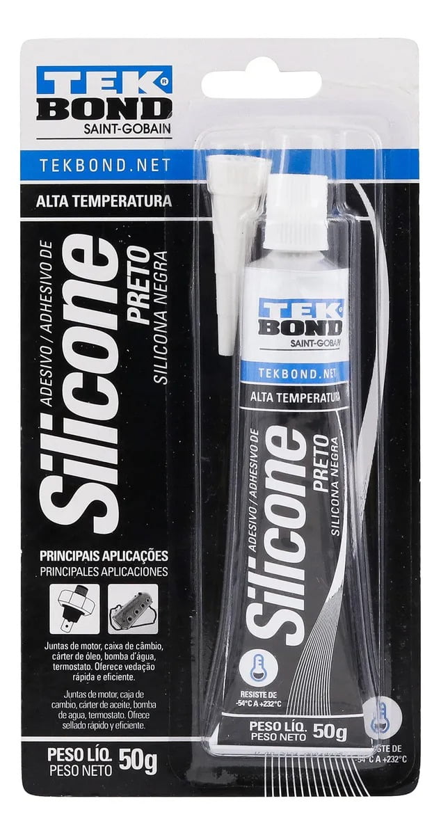 SILICONE PRETO/ TEKBOND/ ALTA TEMPERATURA/ JUNTA DE MOTOR/ CAIXA DE CAMBIO/ CARTER DE OLEO/ BOMBA D'AGUA/ TERMOSTATO/ ACÉTICO/ 
